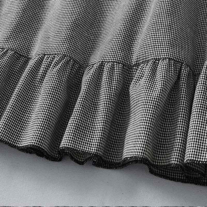 Tactile Cotton Plaid Stand-Collar Grounding Midi Dress
