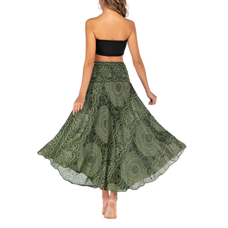 Two Style Wear Boho Compass Rose Flower Skirt Dress