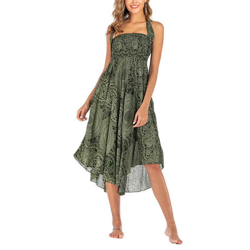 Two Style Wear Boho Compass Rose Flower Skirt Dress