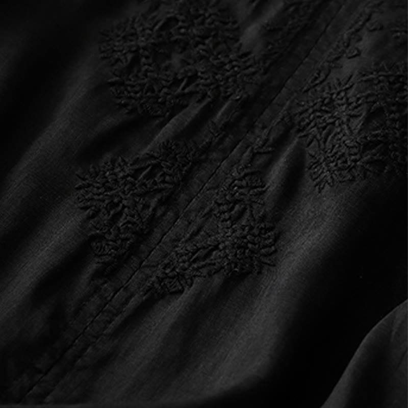 V-Neck Lines Embroidery Women's Half Sleeve Shirt