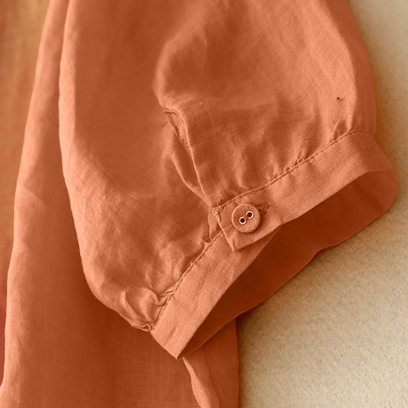 V-Neck Lines Embroidery Women's Half Sleeve Shirt