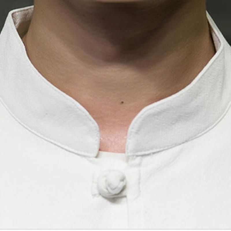 Cotton Frog-Button Stand-Collar Mindful Meditation Jacket