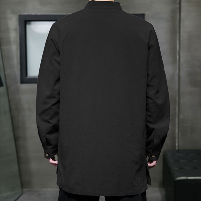 Cotton Frog-Button Stand-Collar Mindful Meditation Jacket