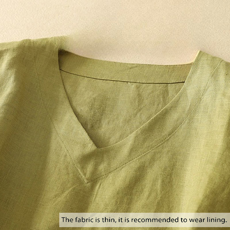 Lightweight Cotton V-Neck Mindful Half-Sleeve T-Shirt