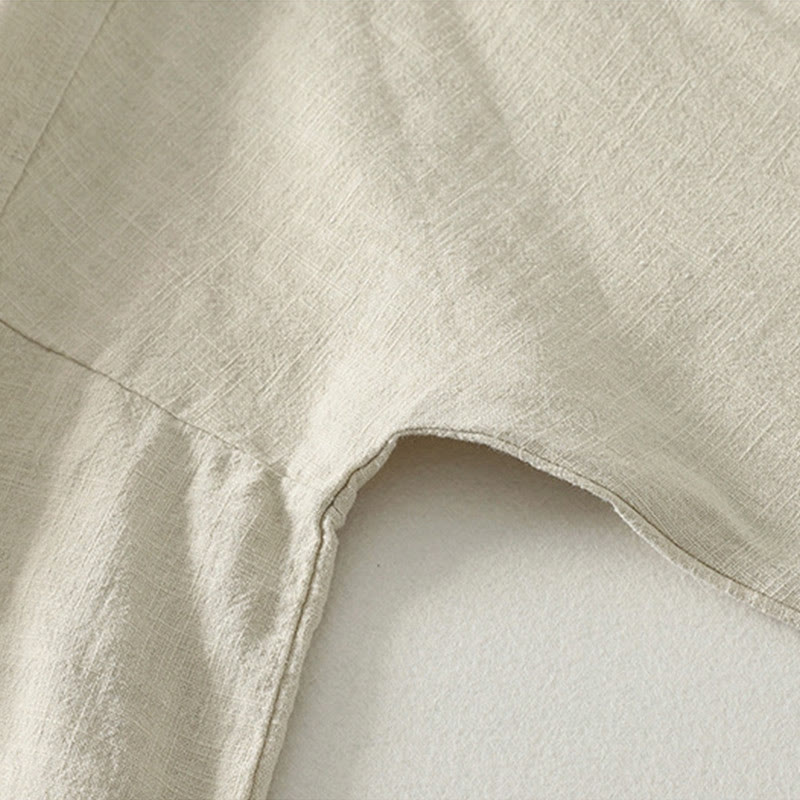 Cotton-Blend Frog-Button Stand-Collar Meditation Shirt