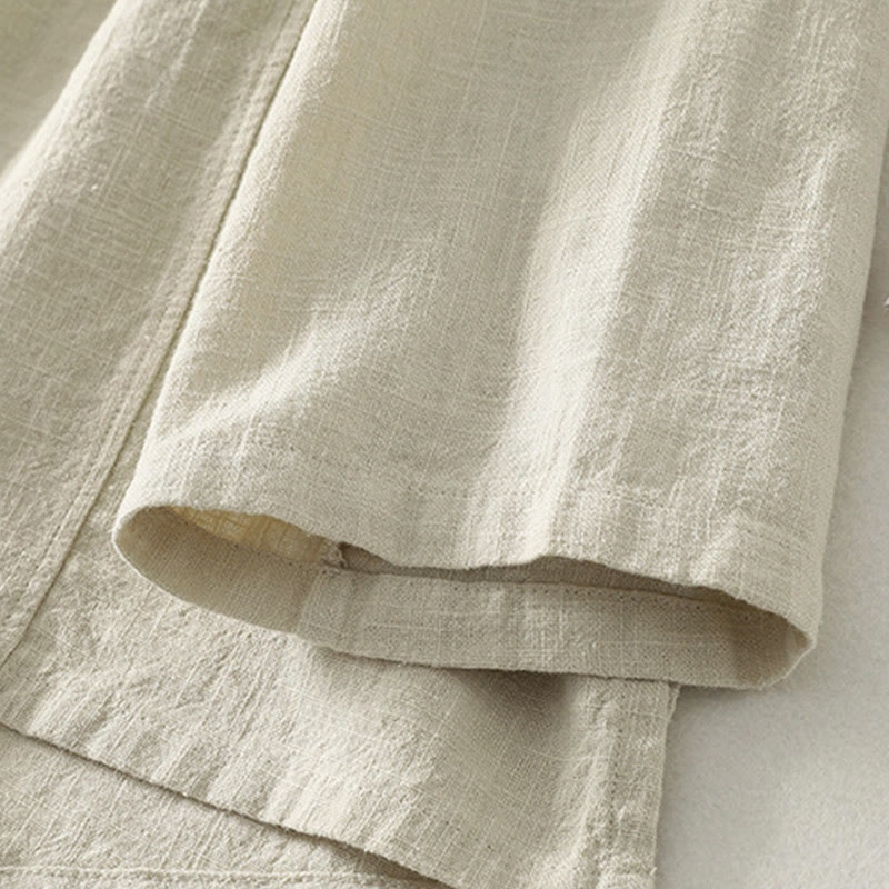 Cotton-Blend Frog-Button Stand-Collar Meditation Shirt