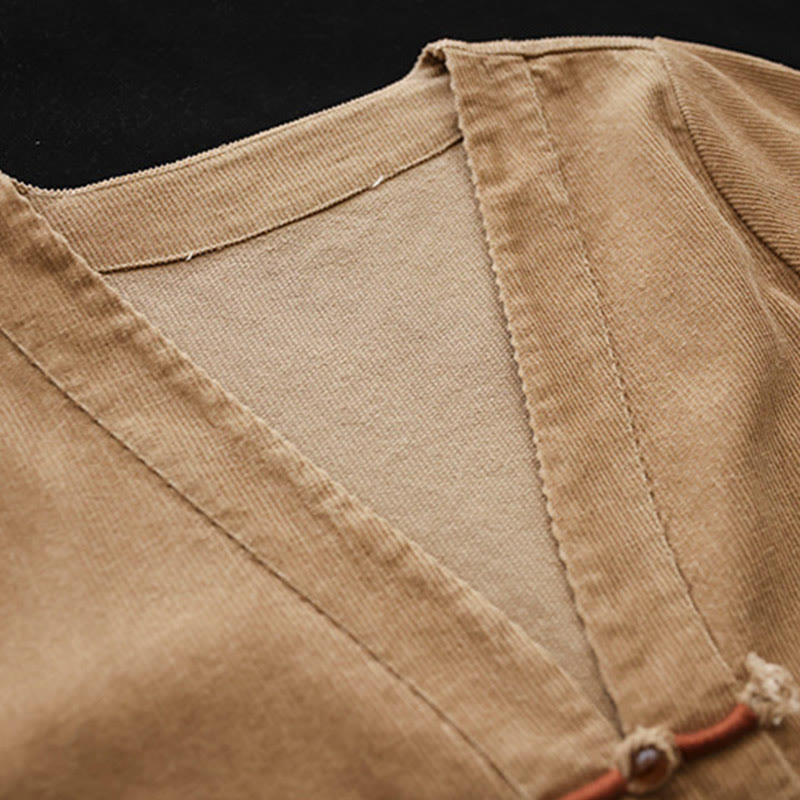 Women's Cotton Long Sleeve Corduroy Jacket With Pockets