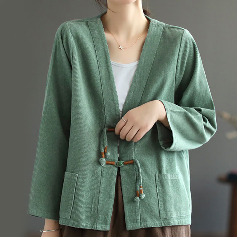 Women's Cotton Long Sleeve Corduroy Jacket With Pockets