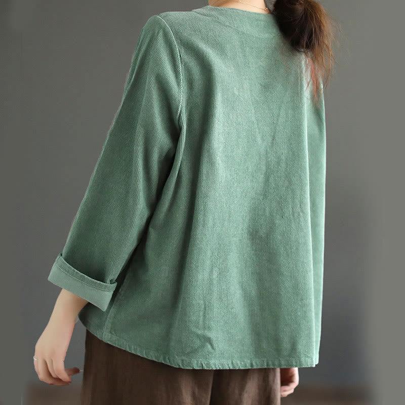 Women's Cotton Long Sleeve Corduroy Jacket With Pockets