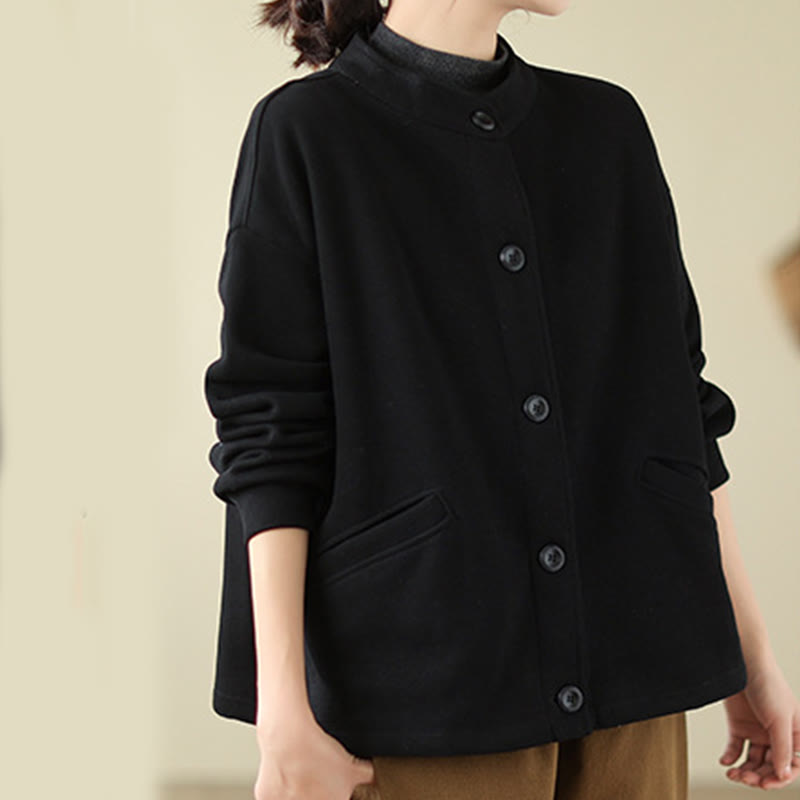 Lightweight Cotton Crewneck Grounding Jacket with Pockets