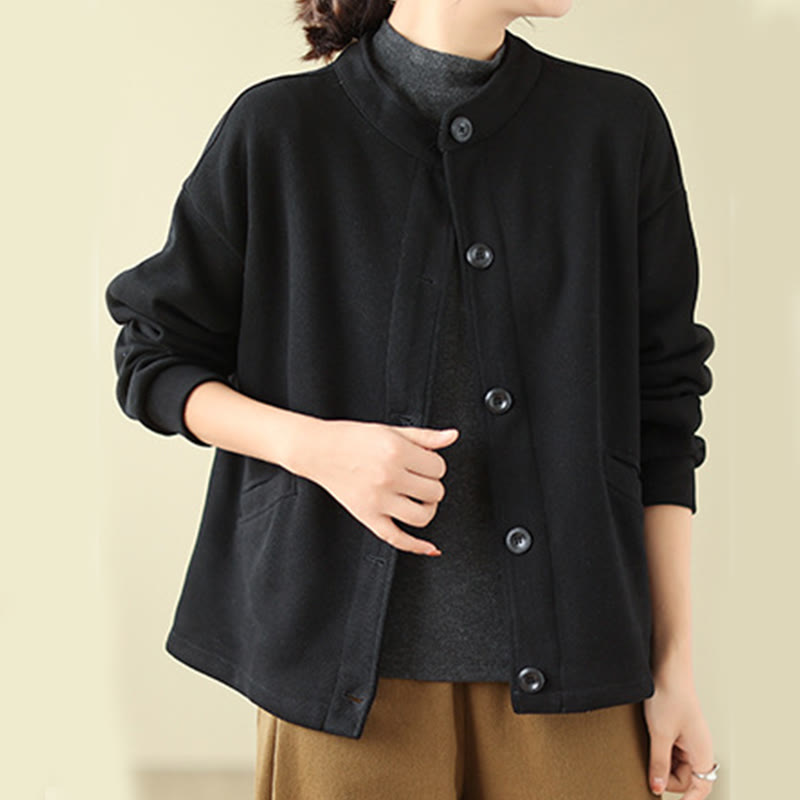 Lightweight Cotton Crewneck Grounding Jacket with Pockets