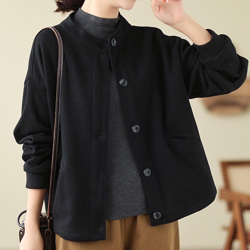 Lightweight Cotton Crewneck Grounding Jacket with Pockets