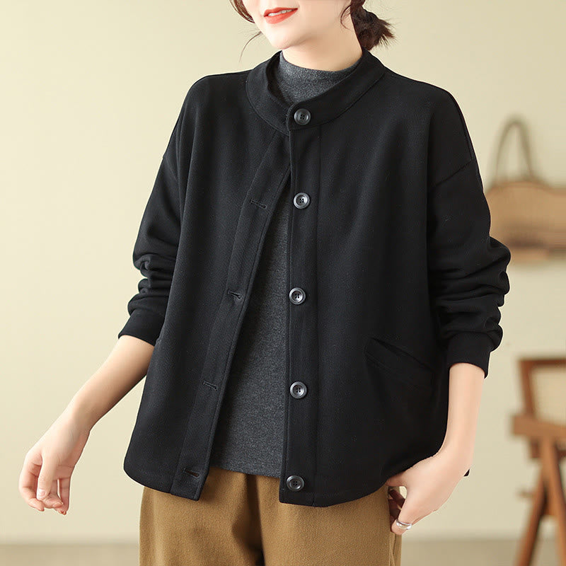 Lightweight Cotton Crewneck Grounding Jacket with Pockets