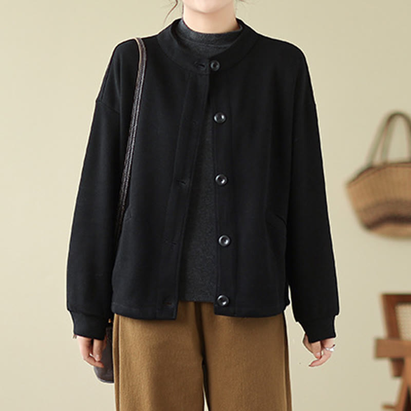 Lightweight Cotton Crewneck Grounding Jacket with Pockets