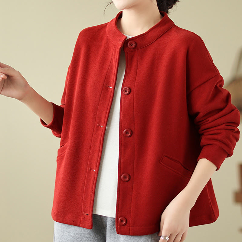 Lightweight Cotton Crewneck Grounding Jacket with Pockets