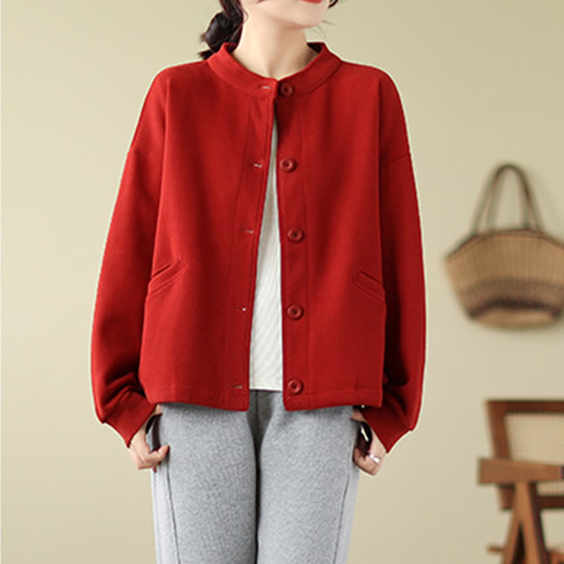 Lightweight Cotton Crewneck Grounding Jacket with Pockets