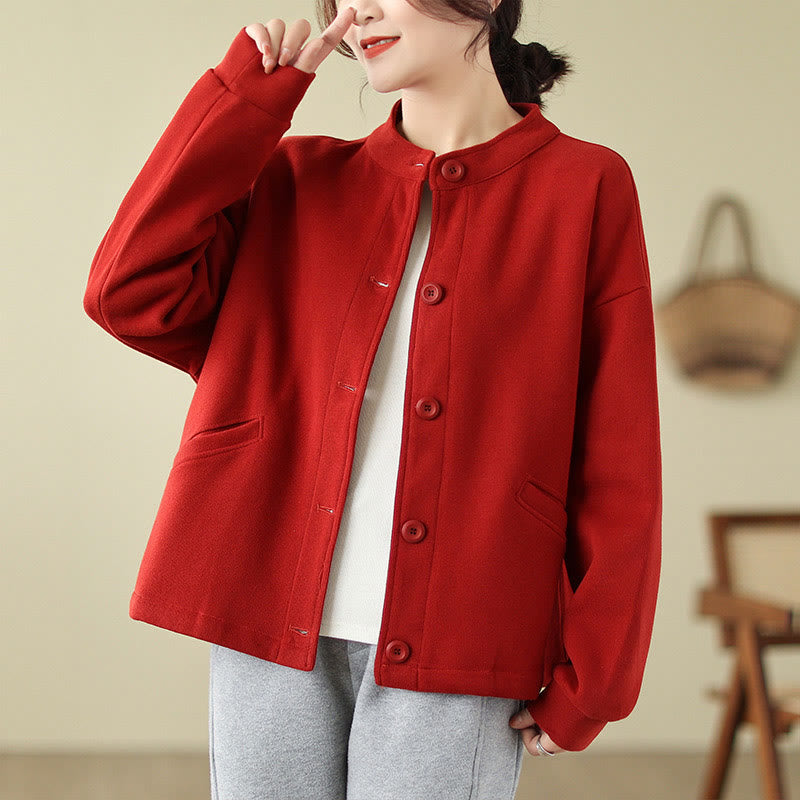 Lightweight Cotton Crewneck Grounding Jacket with Pockets