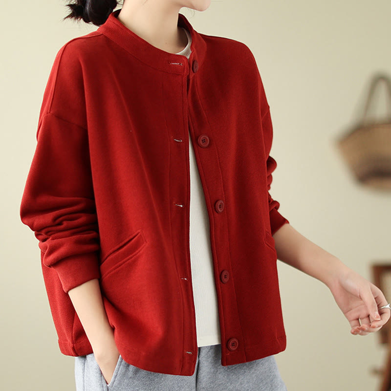Lightweight Cotton Crewneck Grounding Jacket with Pockets