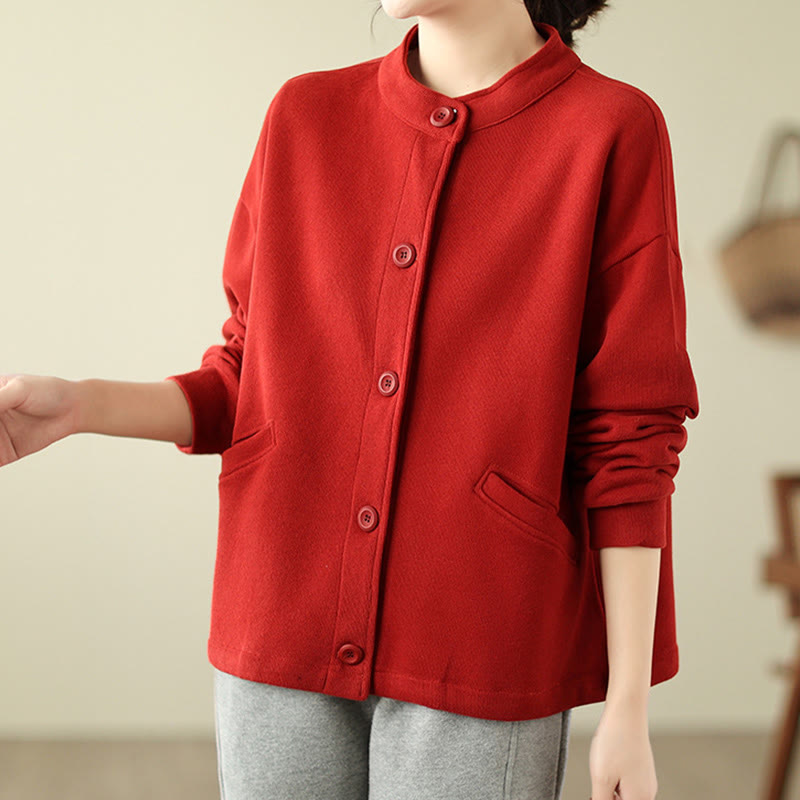 Lightweight Cotton Crewneck Grounding Jacket with Pockets