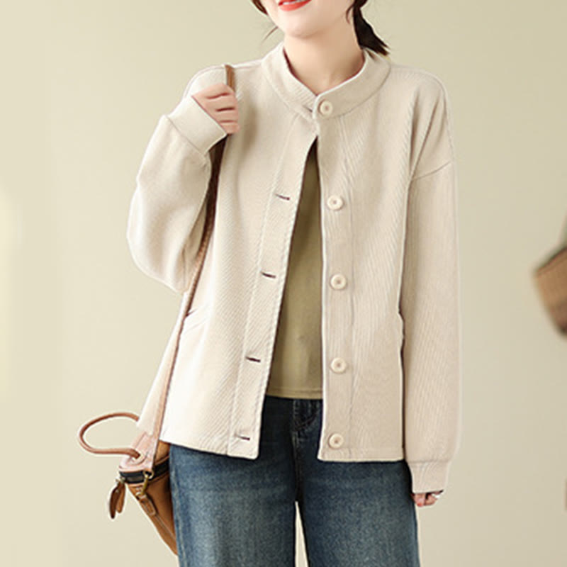 Lightweight Cotton Crewneck Grounding Jacket with Pockets