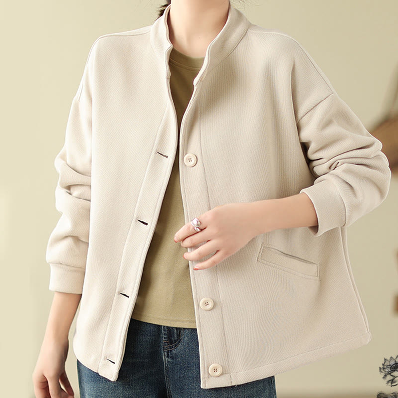 Lightweight Cotton Crewneck Grounding Jacket with Pockets