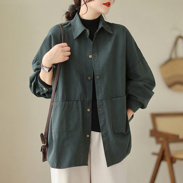 Lightweight Cotton Stand-Collar Mindful Layering Jacket