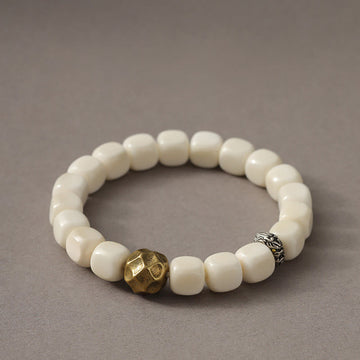 Hammered Copper and Brass Bodhi Seed Mindful Practice Bracelet