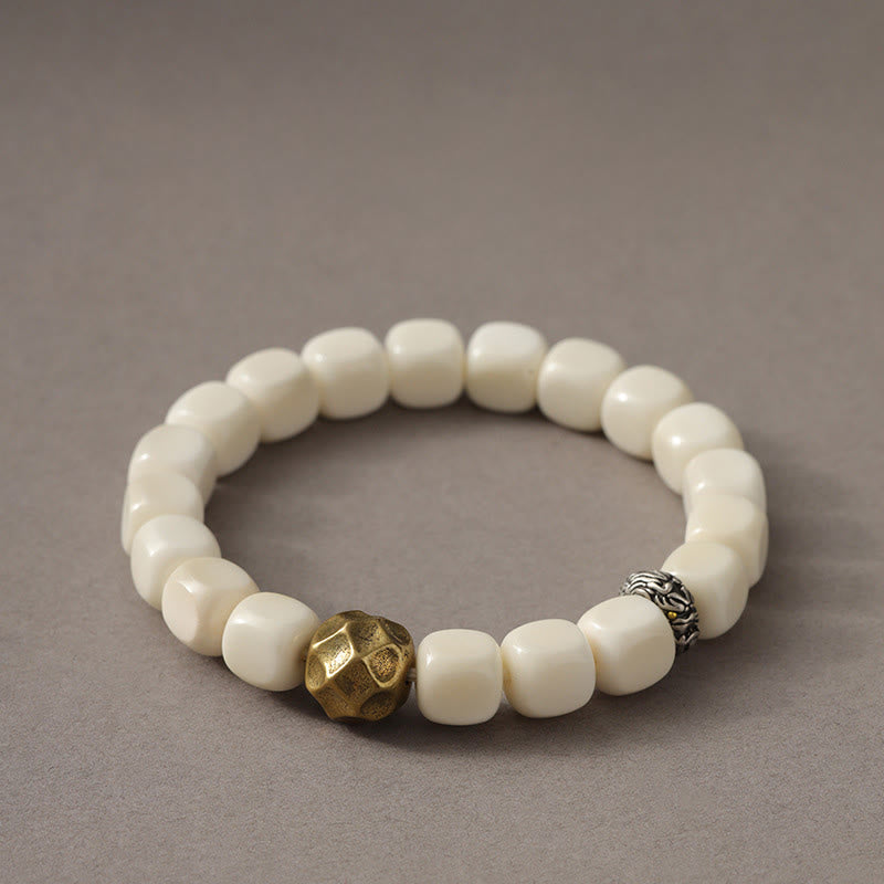 Hammered Copper and Brass Bodhi Seed Mindful Practice Bracelet