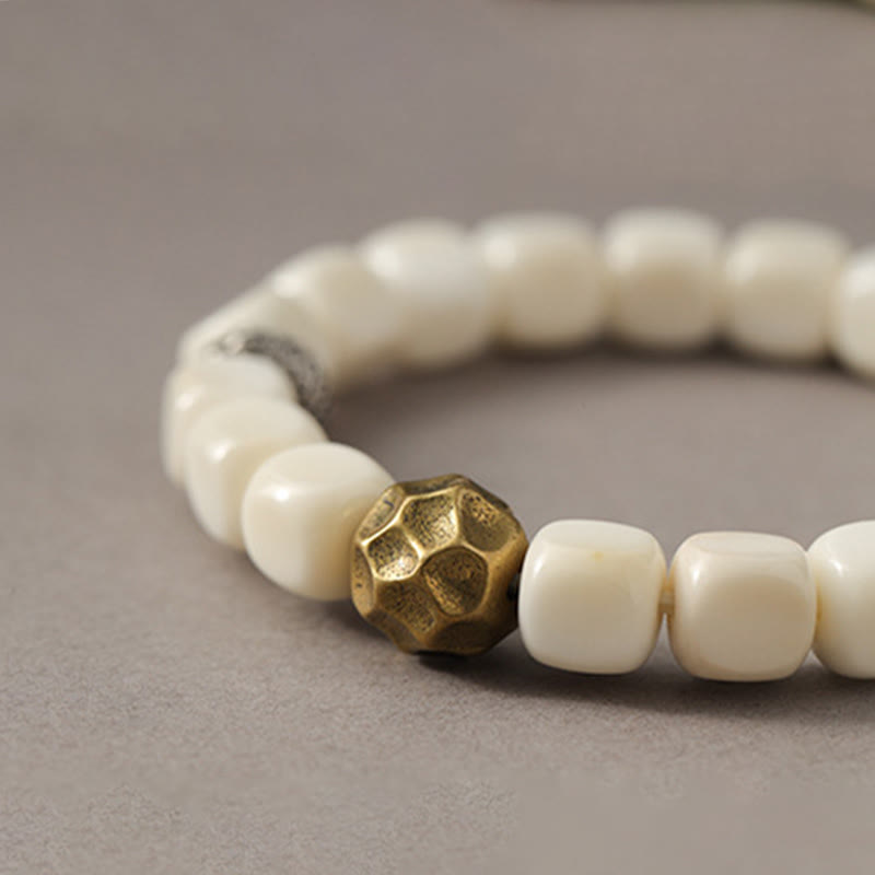 Hammered Copper and Brass Bodhi Seed Mindful Practice Bracelet