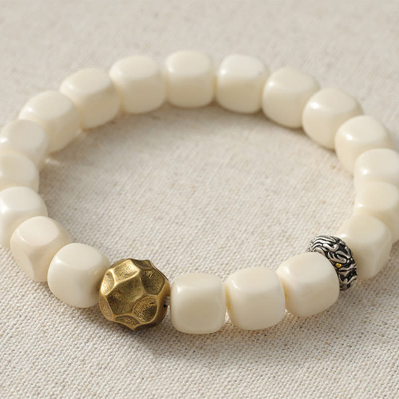 Hammered Copper and Brass Bodhi Seed Mindful Practice Bracelet