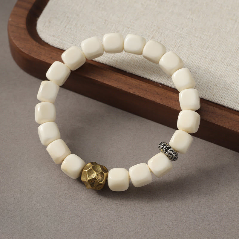 Hammered Copper and Brass Bodhi Seed Mindful Practice Bracelet