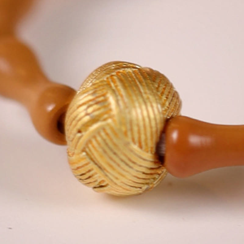 Gold & Olive Wood Bead Adjustable Ring with Copper Coin Accents