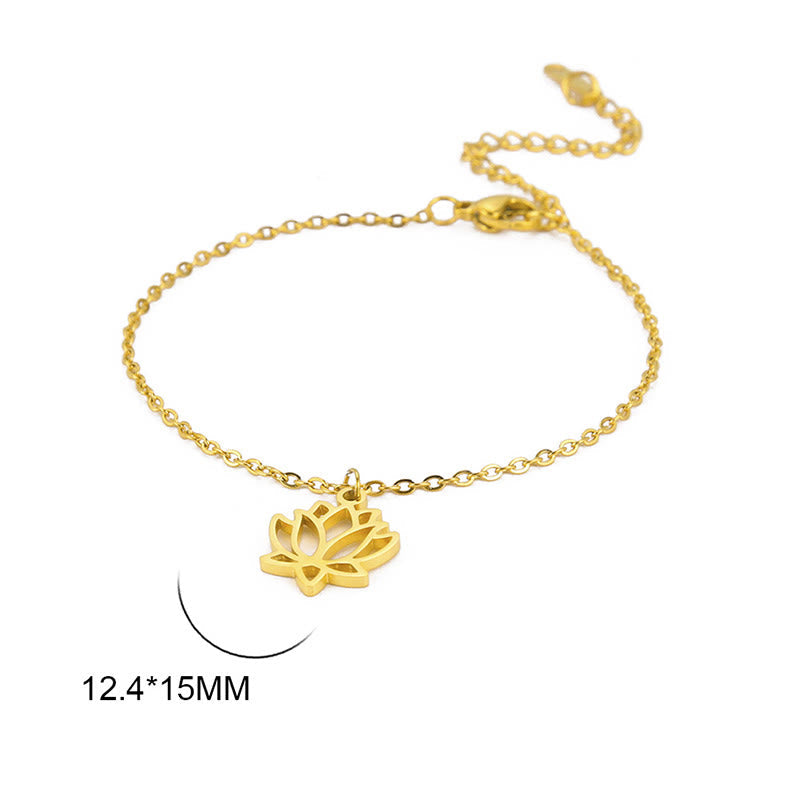 Lotus Pattern Titanium Steel Adjustable Cuff Bracelet