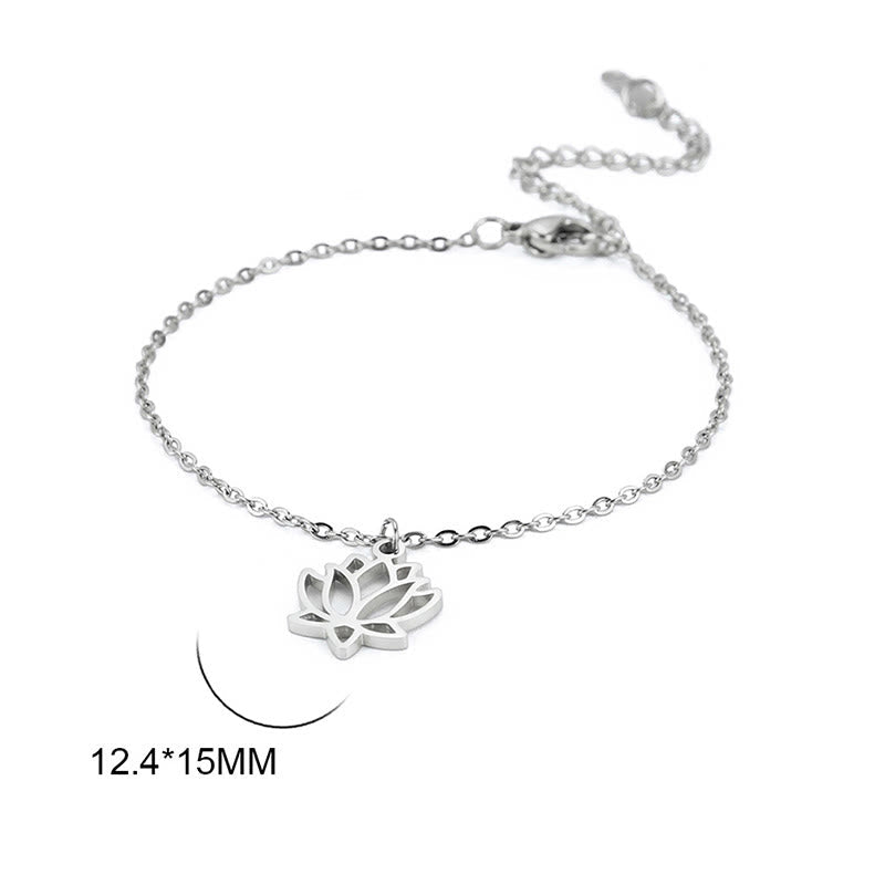 Lotus Pattern Titanium Steel Adjustable Cuff Bracelet