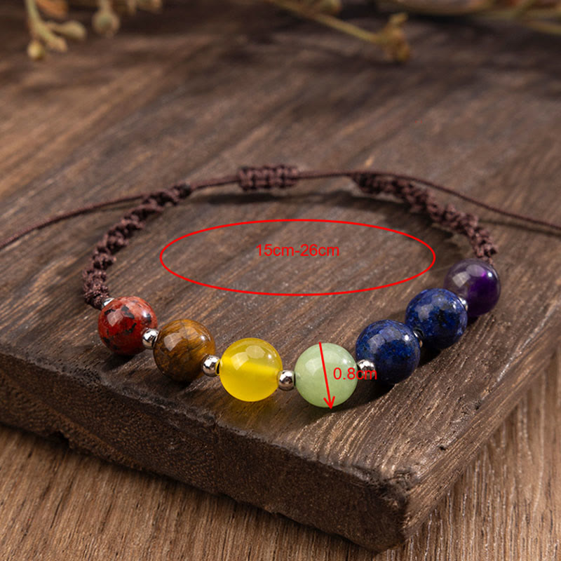 Natural Tiger Eye Amethyst Lapis & Green Aventurine Adjustable Rope Bracelet