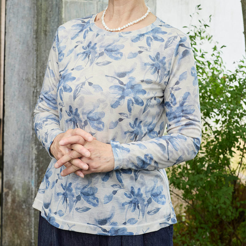 Breathable Floral Print Grounding Long Sleeve T-Shirt