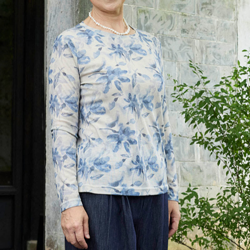 Breathable Floral Print Grounding Long Sleeve T-Shirt