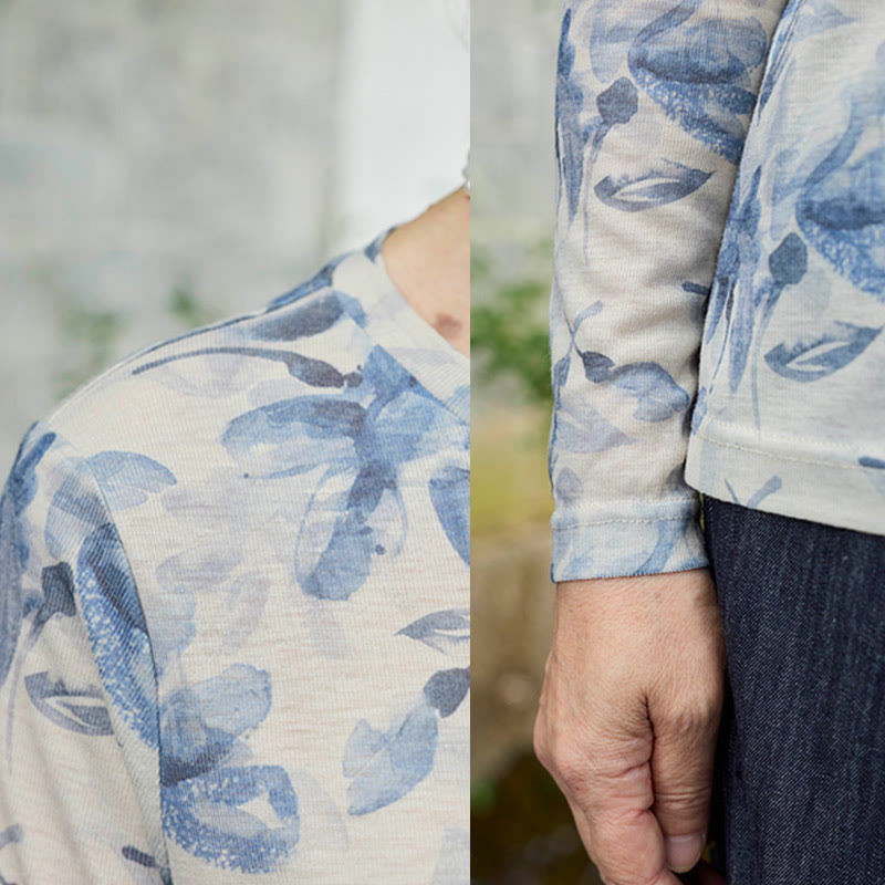 Breathable Floral Print Grounding Long Sleeve T-Shirt