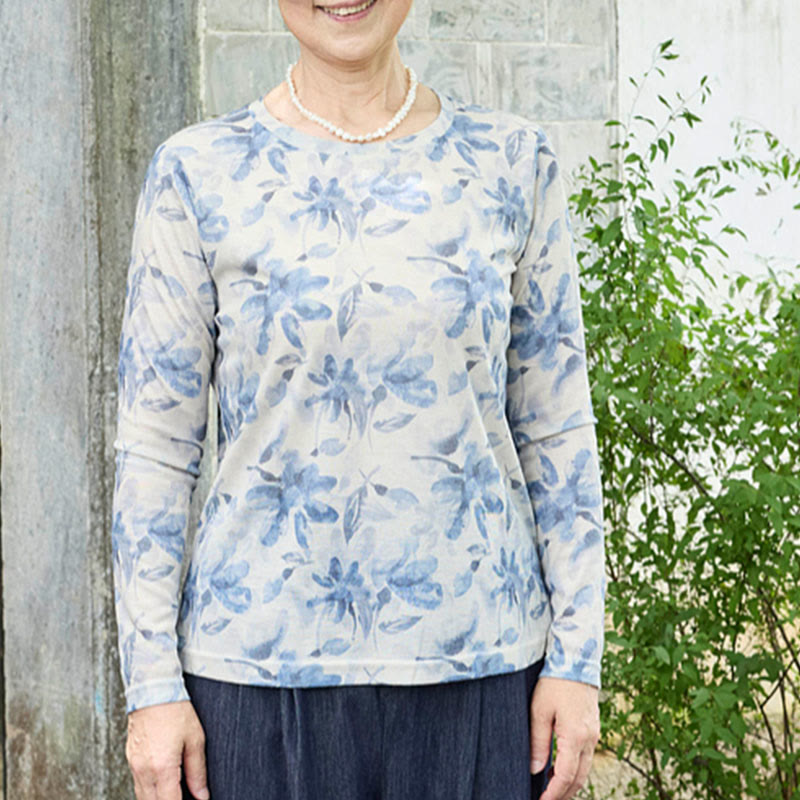 Breathable Floral Print Grounding Long Sleeve T-Shirt