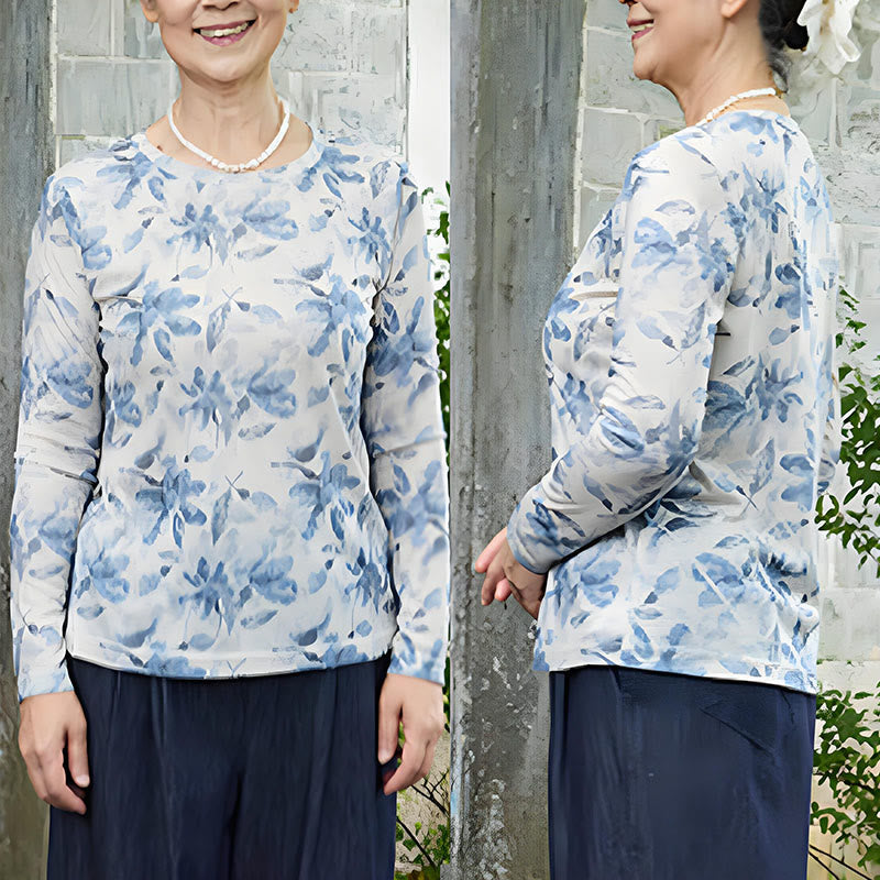 Breathable Floral Print Grounding Long Sleeve T-Shirt