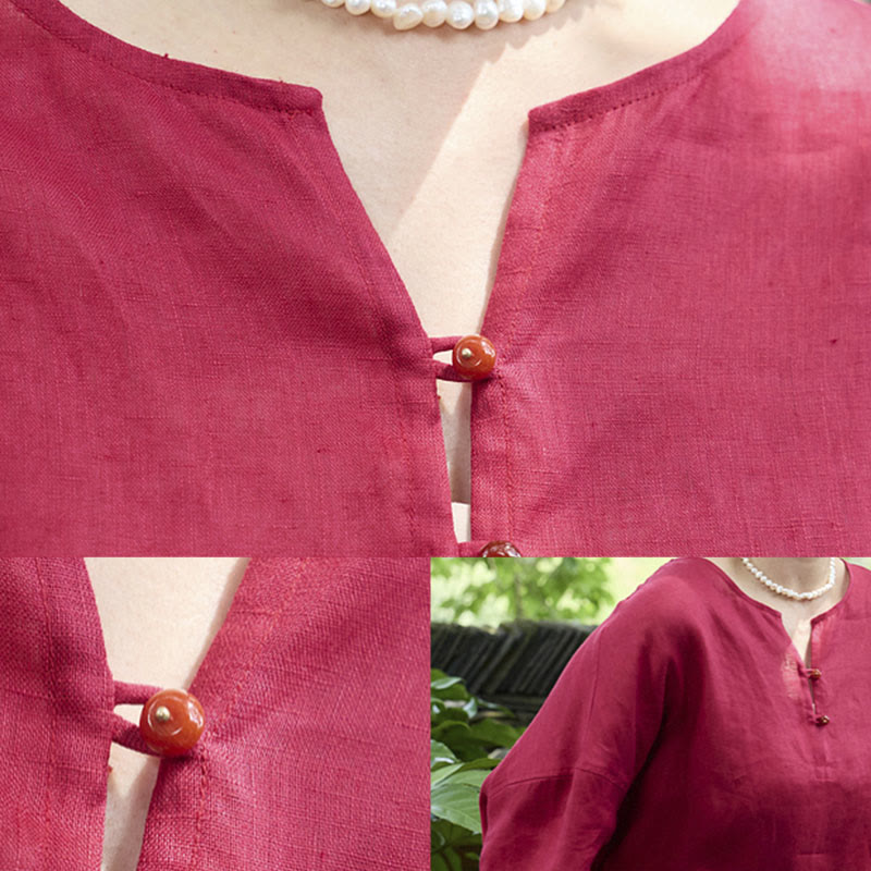 Breathable Linen Notched Collar Mindful Long Sleeve Shirt