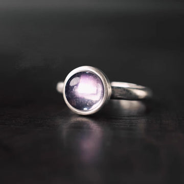Natural Amethyst & 925 Sterling Silver Adjustable Band Ring