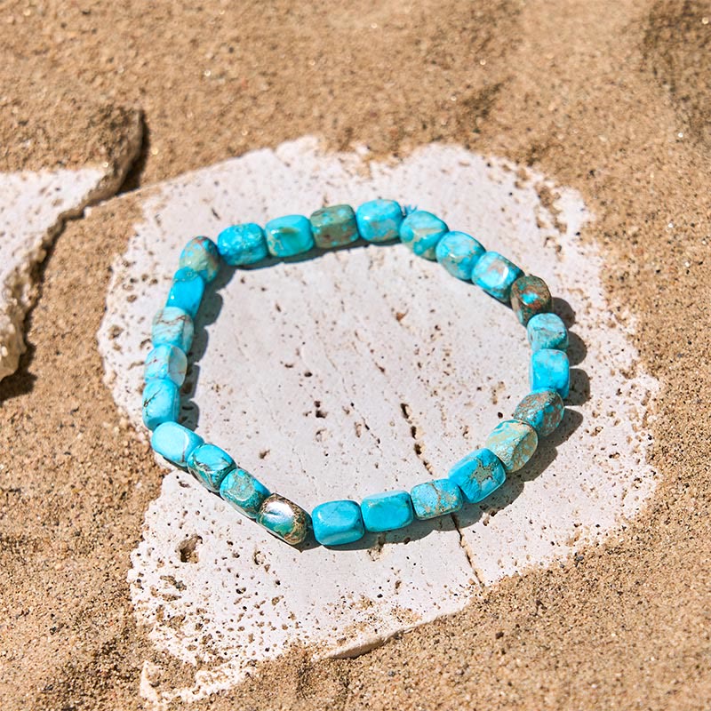 Natural Imperial Jasper Geometric Oval and Square Beaded Grounding Bracelet