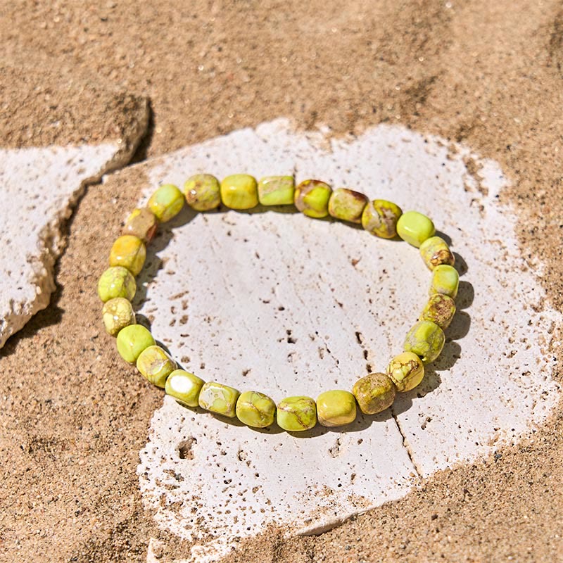 Natural Imperial Jasper Geometric Oval and Square Beaded Grounding Bracelet