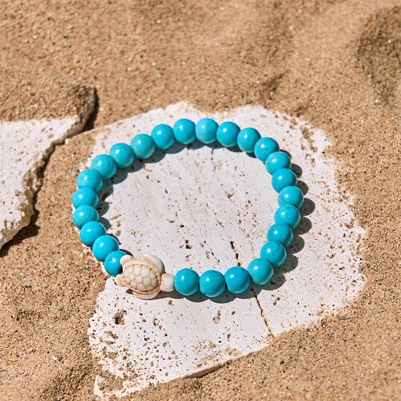 Natural Gemstone Beaded Sea Turtle Wisdom Bracelet