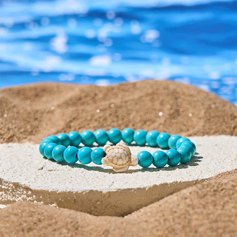 Natural Gemstone Beaded Sea Turtle Wisdom Bracelet