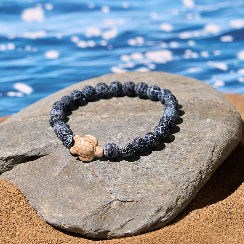 Natural Gemstone Beaded Sea Turtle Wisdom Bracelet
