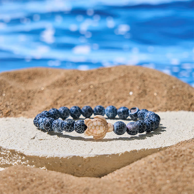 Natural Gemstone Beaded Sea Turtle Wisdom Bracelet