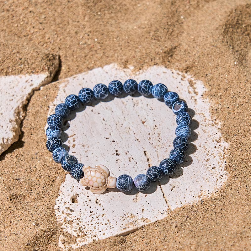 Natural Gemstone Beaded Sea Turtle Wisdom Bracelet