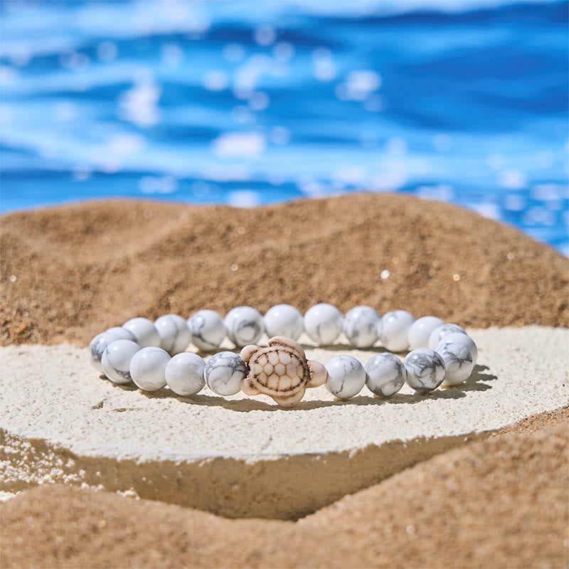 Natural Gemstone Beaded Sea Turtle Wisdom Bracelet